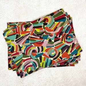 NWT Crate & Barrel Briza Abstract Print Placemats Set of 6